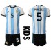 Tanie Strój piłkarski Argentyna Leandro Paredes #5 Koszulka Podstawowej dla dziecięce MŚ 2022 Krótkie Rękawy (+ szorty)